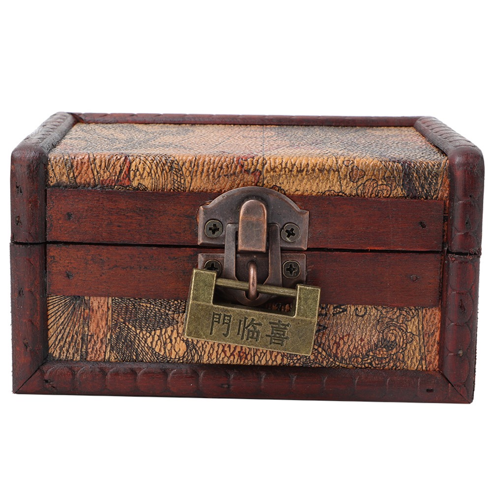 Medicine Cabinet Lock - ジュエリーボックス キー付きロック 木製収納ボックス レッドウッド宝箱ボックス ヒンジ付き蓋付きロック可能な収納ボックス ホームデコレーション