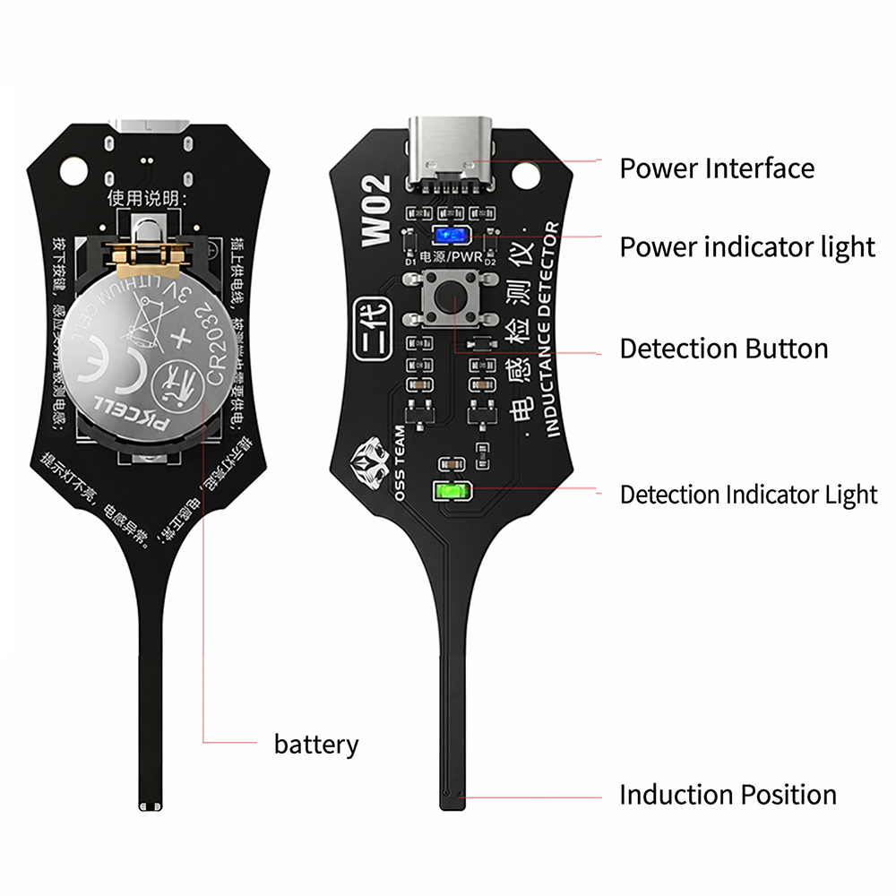 Co Detector Plug - DC 5V インダクタンステスター マザーボードコイル Type-C コイルインダクター故障検出器