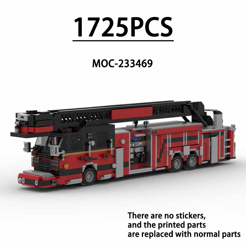 Fire Escape Ladder - MOC-233469 100フィートタワーラダー消防車ヘビーデューティー消防車1725ピースビルディングブロックおもちゃ子供誕生日プレゼントクリスマスプレゼント