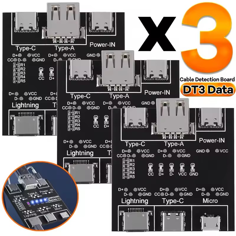 Co Detector Plug - DT3データケーブル検出ボード タイプC USB C マイクロUSBケーブルテスター 検出器