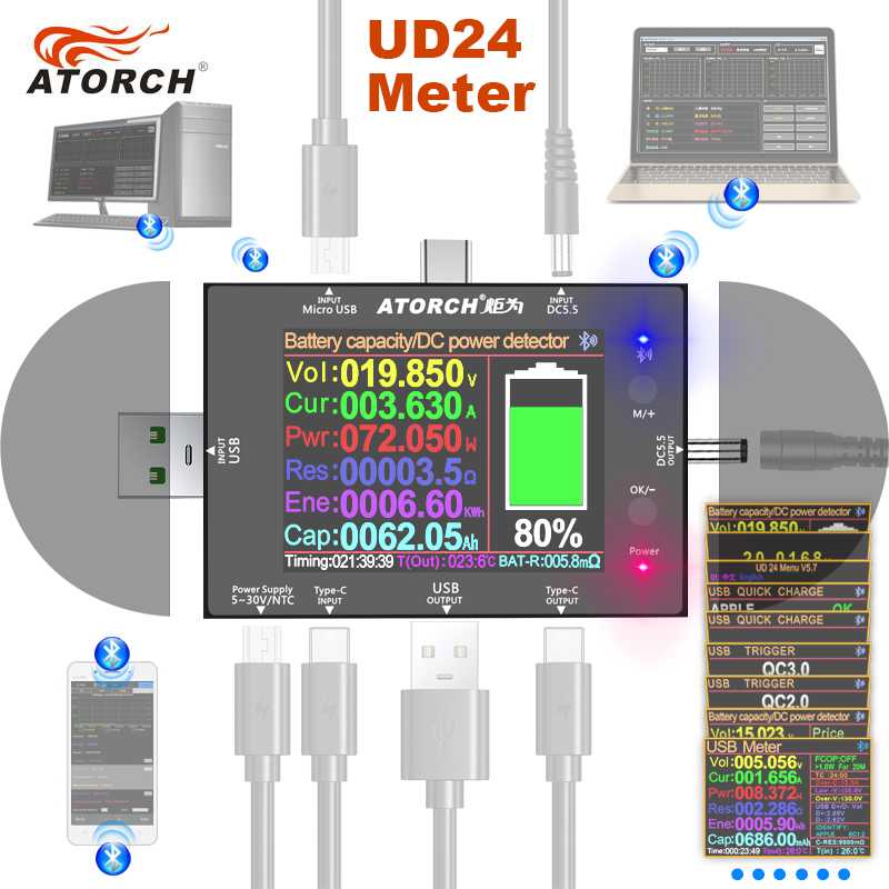 UD24 2.4インチUSBテスター DC5.5 Type- - Co Detector Plug のレビューと価格