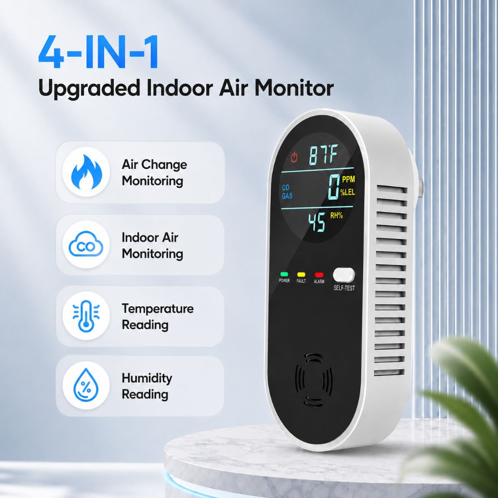 4 in 1 LEDディスプレイガス検知器多機能安全アラーム - Co Detector Plug のレビューと価格