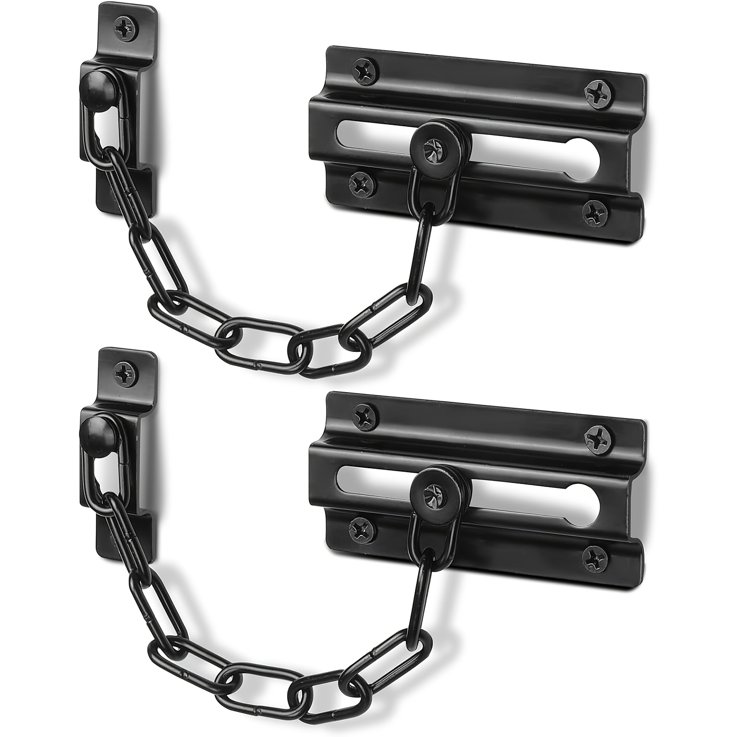 2パック ドアチェーンロック ブラック、室内ドア用セキュリテ - Security Chain Door のレビューと価格