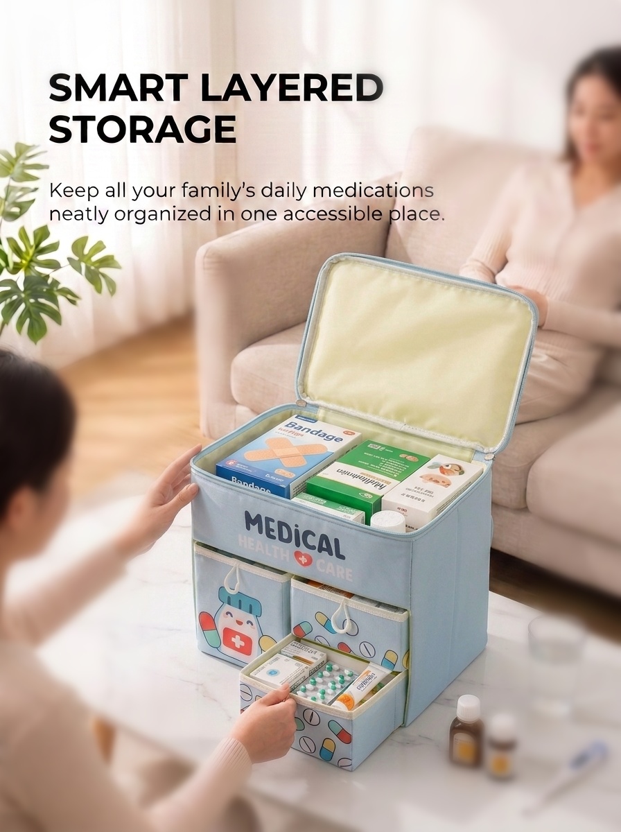 携帯用漫画柄救急箱 大容量引き出し式医療収納ボックス オック - First Aid Bag Kit のレビューと価格